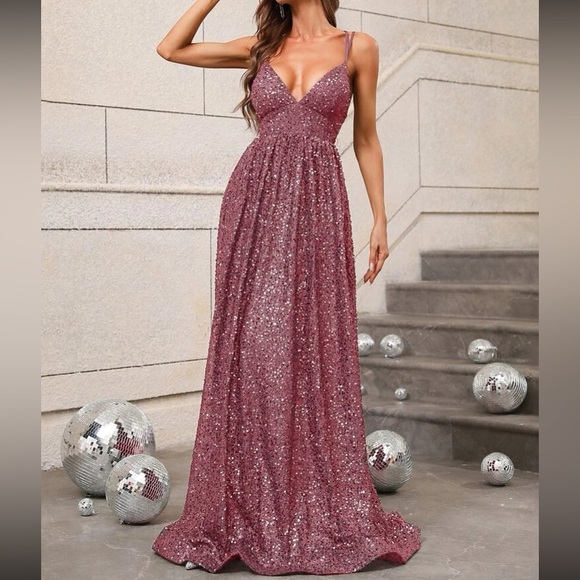 Dresses & Skirts - Luxe party formal bridesmaids evening wedding sequins gown dress